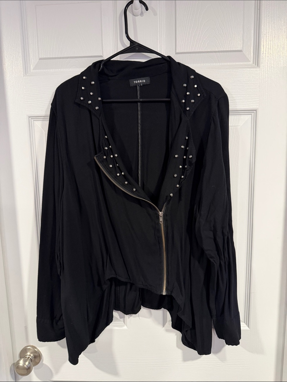 torrid Black Stud-Trim Asymmetrical Zip Jacket